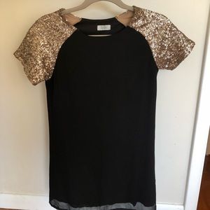 Gold Sleeve Shift Dress